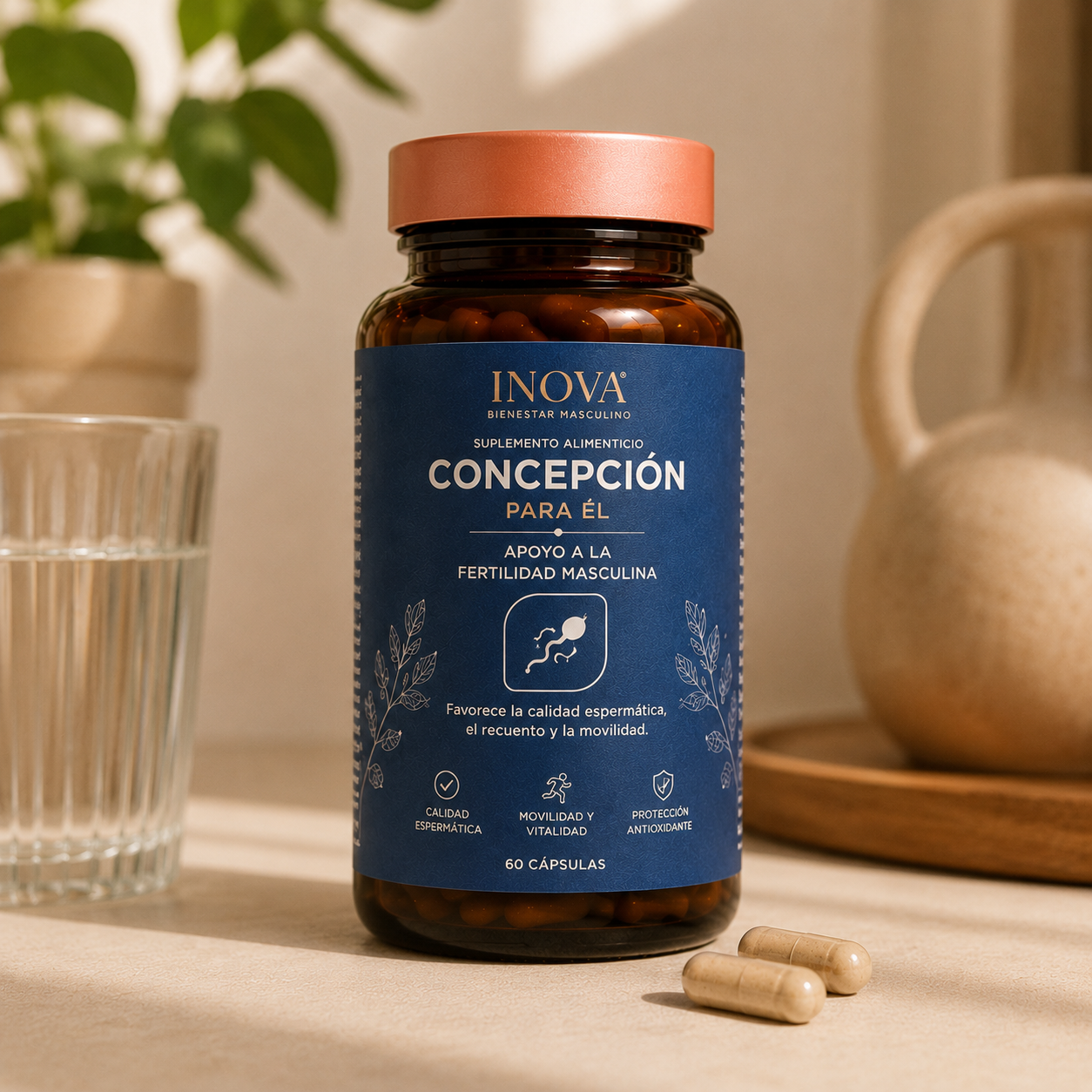 Frasco de capsulas para el, apoyo a la fertilidad.